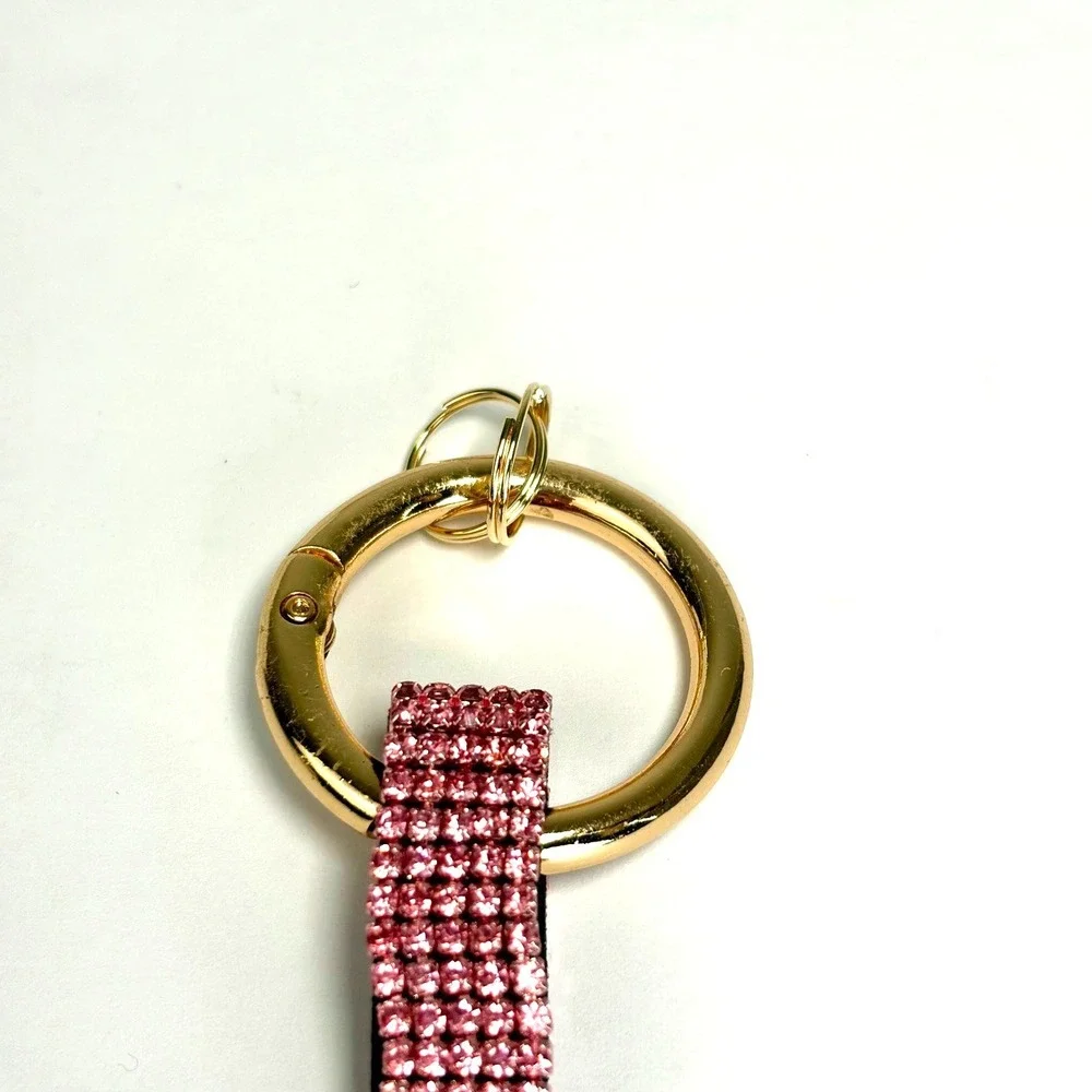 Sparkly Keychain Pink Rhinestone Bow Wristlet Charm Coquette Y2K Style Bling New